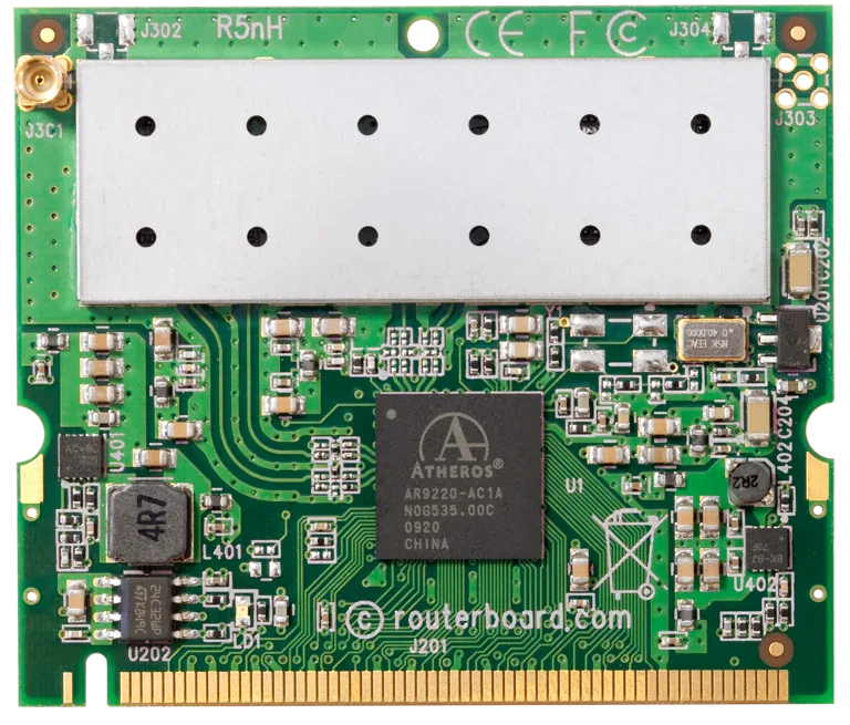 Беспроводная карта Mikrotik R5nH 802.11a, 5GHz, miniPCI Беспроводная карта Mikrotik R5nH 802.11a, 5GHz, miniPCI