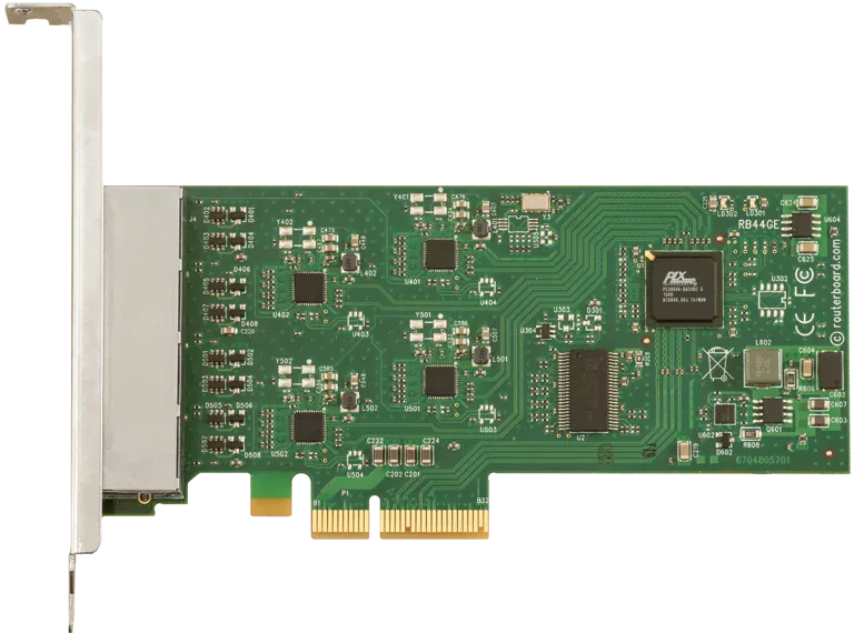 Сетевая карта Mikrotik RB44Ge 4xGigabit Ethernet, PCIe 4X, RouterOS, Windows, Linux Сетевая карта Mikrotik RB44Ge 4xGigabit Ethernet, PCIe 4X, RouterOS, Windows, Linux