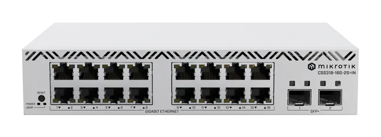 Коммутатор Mikrotik CSS318-16G-2S+IN 16xGigabit Ethernet, 2xSFP+, IP20 Коммутатор Mikrotik CSS318-16G-2S+IN 16xGigabit Ethernet, 2xSFP+, IP20
