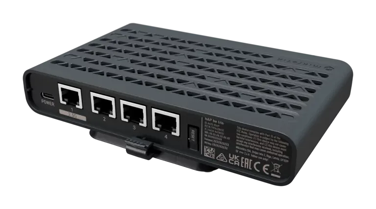 Wi-Fi роутер и точка доступа Mikrotik hAP be lite A42G-HbeP 1x2.5G, 3xGigabit Ethernet, Wi-Fi 7 Wi-Fi роутер и точка доступа Mikrotik hAP be lite A42G-HbeP 1x2.5G, 3xGigabit Ethernet, Wi-Fi 7